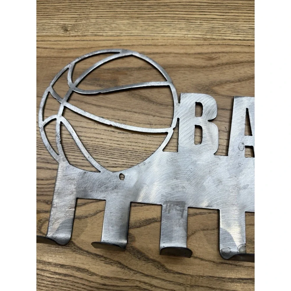 Metal Basketball 11 Hook Coat Hat Wall Hanging Rack Holder Display Trophy Awards